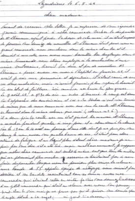 Lettre d'Amédée LE GUEN.Archives de la famille
