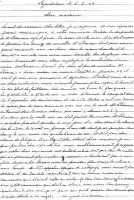 Lettre d'Amde LE GUEN.Archives de la famille