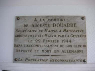 Plaque  la mairie d'Hauterive